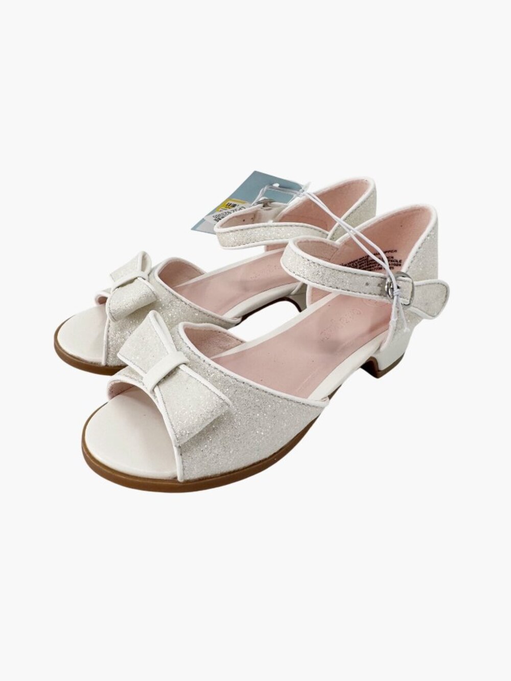 NEW Cat & Jack Toddler Girls' Hazina Peep Toe Low Contoured Dress Heels - White
